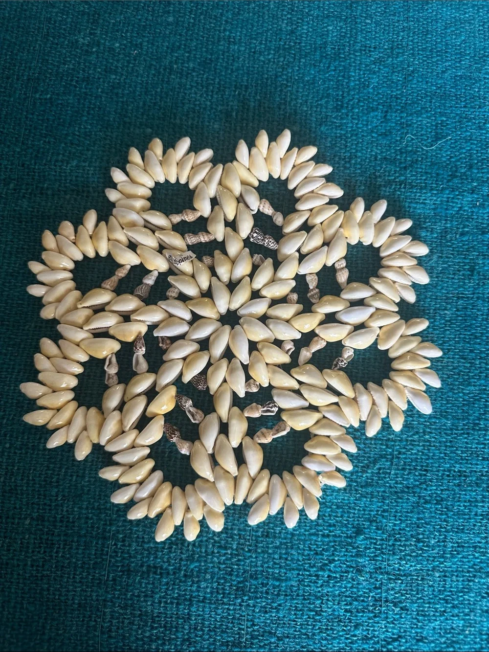 Vintage 70s Handcrafted Cowrie Trivet 9”